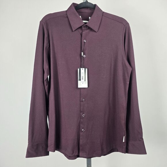 Projek Raw Burgundy Modern Fit Button Up Dress Shirt Size S - Picture 1 of 13